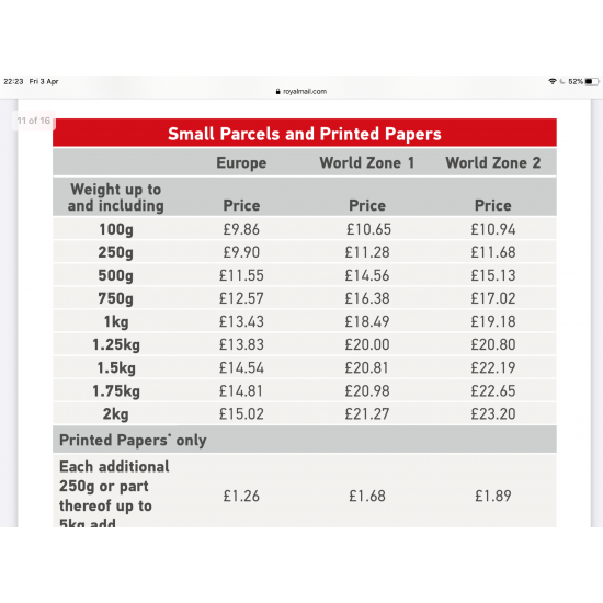 POSTAGE -  (EU only by prior agreement ) and must be below  2kg  - FROM JAN 2021 WE DON'T SHIP OUT OF UK 
