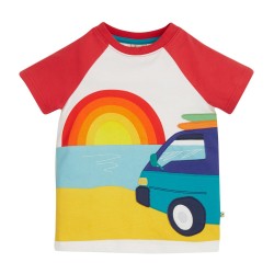 Top - VEHICLES -Frugi - Raine - Camping - Red Rainbow Campervan - last size