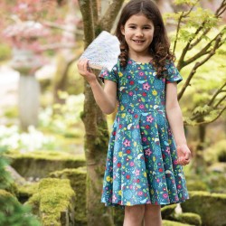 Dress - SKATER - Flowers - Short sleeves - FRUGI - GARDEN - Garden Friends - flowers and bees - last two