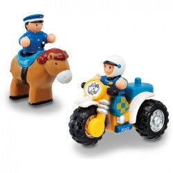Toys - Toddlers - VEHICLES - Police Patrol Riders - push along trike, horse  and 2 policeman friends 