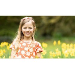 Shorts - Frugi - Laurie - 2 pc - Daisy Orange Flowers and Plain Yellow