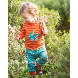 Trousers - Parsnip Pants - Farm - FRUGI - Blue - Tractors, Rainbow and Animals