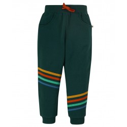 Trousers - Joggers - Frugi - Jago - Dark Green with rainbow stripe - last size
