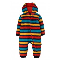 Snuggle suit - Baby and Toddler - FLUFFY WARM  - Frugi - TED - Fleece - Camper Blue and Rainbow Stripe