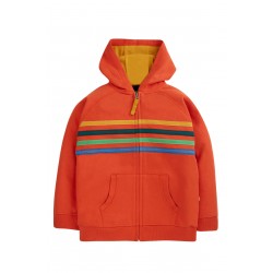 Hoody - Frugi - Hayle - Orange - Zip up - Rainbow Stripe 