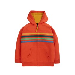 Hoody - RAINBOW - Frugi - Hayle - Orange with Rainbow Stripe 