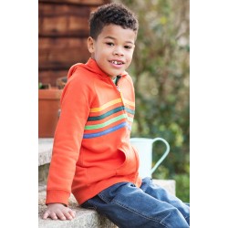 Hoody - Frugi - Hayle - Orange - Zip up - Rainbow Stripe 