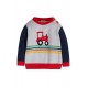 Jumper - Frugi - Elwood - Knitted- Grey Marl and Rainbow Tractor 