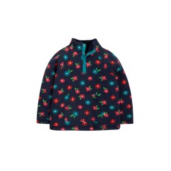 Fleece - GARDEN - FLOWERS - Indigo Navy and Flower Bloom - clearance