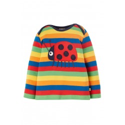 Top - Frugi - Bobby - Rainbow stripe and ladybug 