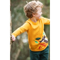 Trousers - Joggers - STRIPE - Frugi - Jago - Dark Green with rainbow stripe