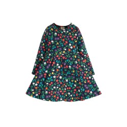 Dress - SKATER - Long sleeves - FRUGI - FLOWERS - Indigo Blue Wild Garden Flowers 