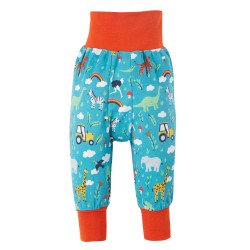 Trousers - Parsnip Pants - Farm - FRUGI - Blue - Tractors, Rainbow and Animals - last 0-3, 3-6m