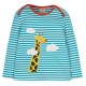 Top - Frugi - Bobby - Giraffe - Camper Blue Stripe and Cloud 