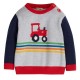 Jumper - Frugi - Elwood - Knitted- Grey Marl and Rainbow Tractor 