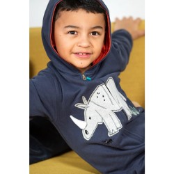 Snuggle suit - ANIMALS -  Big Kids - Frugi - RHINO - Red and Indigo Blue