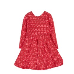 Dress - SKATER - Long sleeves - FRUGI - Louella - Red spots - Scoop neckline 