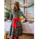 Dress - SKATER - Long sleeves - Frugi - Festive - PARTY - Green Festive friends with mice, robins and holly 