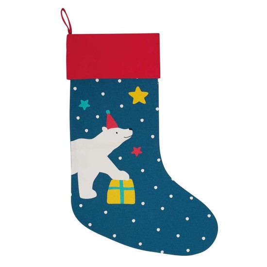 Bag - STOCKING - Christmas Gift - Frugi - Yuletide Stocking - Polar Bear Star 