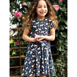 Dress - SKATER - Horse - Short sleeves - FRUGI - WILD Navy Pony 