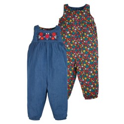 Trousers - Dungarees - Frugi - Reversible - Fay - DAISY Fields Denim Chambray - Flowers 
