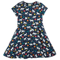 Dress - SKATER - Horse - Short sleeves - FRUGI - WILD Navy Pony 
