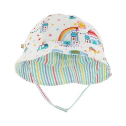 Sun and Swim - Hat - STRIPE - Frugi - Hazy - REVERSIBLE - At the Taj - (paper tags damaged)