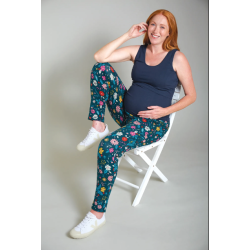 ADULT - Leggings - FLOWERS - HAREMS - FRUGI - Parsnip with Soft gathers around the waist 