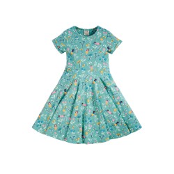 Dress - SKATER - Fairy - Short sleeves - FRUGI - Moss Green Forest Fairies