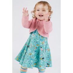 Dress - SKATER - Fairy - Short sleeves - FRUGI - Moss Green Forest Fairies
