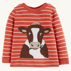 Top - FARM - Frugi - EASY ON -  COW - Paprika orange stripe
