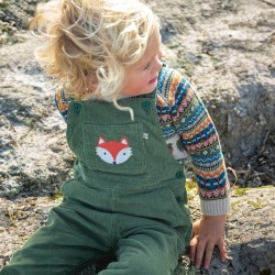 Trousers - Dungarees - Cord - Frugi - Durgan - Khaki Green Fox