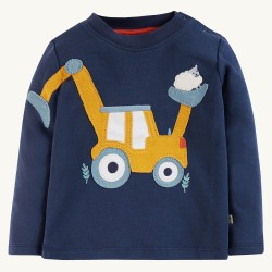 Top - FARM - Frugi - Doug - Indigo Blue - Tractor and sheep
