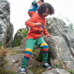 Trousers - Joggers - Frugi - Switch - Kato - Holly Green and Rainbow