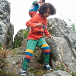 Trousers - Joggers - STRIPE - Frugi - Switch - Kato - Holly Green and Rainbow - last size