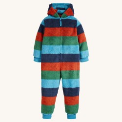 Snuggle suit - FLEECE - RAINBOW - STRIPE - Big Kids - Fluffy TED warm - Frugi - Paprika 