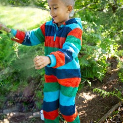 Snuggle suit - FLEECE - RAINBOW - STRIPE - Big Kids - Fluffy TED warm - Frugi - Paprika 