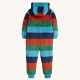 Snuggle suit - Frugi - TED - Fleece - Fluffy - Paprika Orange Rainbow Stripe - orange - green and blues