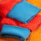 Snuggle suit - Frugi - TED - Fleece - Fluffy - Honeysuckle stripe - pink , orange, yellow, blue