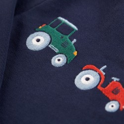 Jumper - FARM - Frugi - Easy on - Indigo Tractors  sweatshirt - last size 9-12m