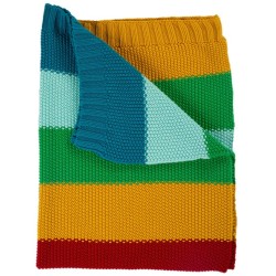 Muslins and Blankets - Blanket - Frugi - Wide multi rainbow stripe - 90cm x 70cm approx.