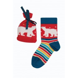Socks - RED - Frugi - Super Socks in a Bag - Red Polar Bear 