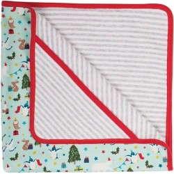 Muslins and Blankets - Blanket - ANIMALS - WINTER - Hooded - AQUA LETS PARTY and Stripes - 70 x 70 cm 