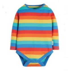 Top - Body - STRIPY - Frugi - Favourite -  Rainbow Orange stripe - UNISEX