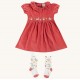 Dress set - Frugi - Amilie  - Smocked Panel Party Dress with frill collar and tights set