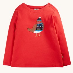 Top - BIRDS - Frugi - Anna - True Red Robin - 2-3  last size