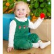 Set - 2pc - Frugi - Milo - ROBINS - Green cord dungarees and white collared body 