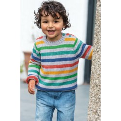 Jumper - Frugi - Apex - Knitted Jumper - Grey Marl and Rainbow stripe 