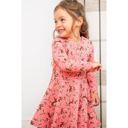 Dress - SKATER - Long sleeves - Frugi - BUNNY - Guava Pink Winter Tales 