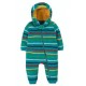 Snuggle suit - Baby and Toddler - Fluffy - Frugi - Ted Fleece - Tobermory Teal Blue Rainbow Stripe  - last size